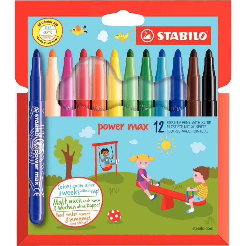 Image de  Lot de 12 pochettes de 12 feutres PowerMax assortis dont 1 gratuite 