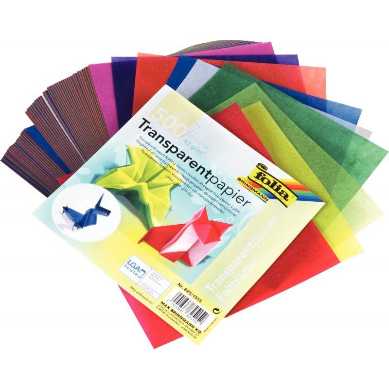 Image de  Paquet de 500 feuilles papier vitrail 15 x 15 cm couleurs assorties 