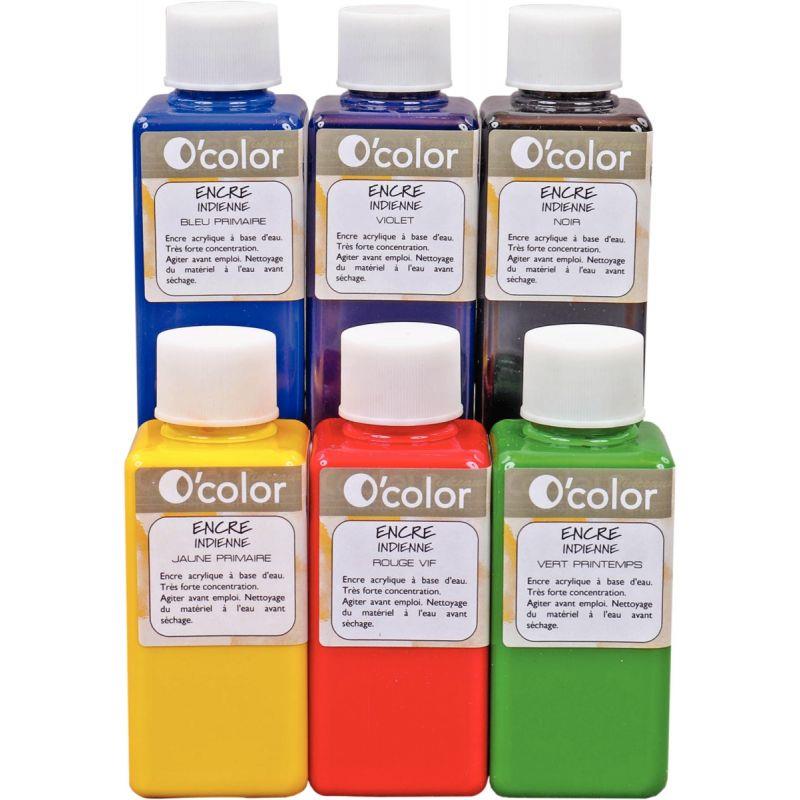 Image de  Lot de 6 Flacons 100 ml d''encres indiennes 