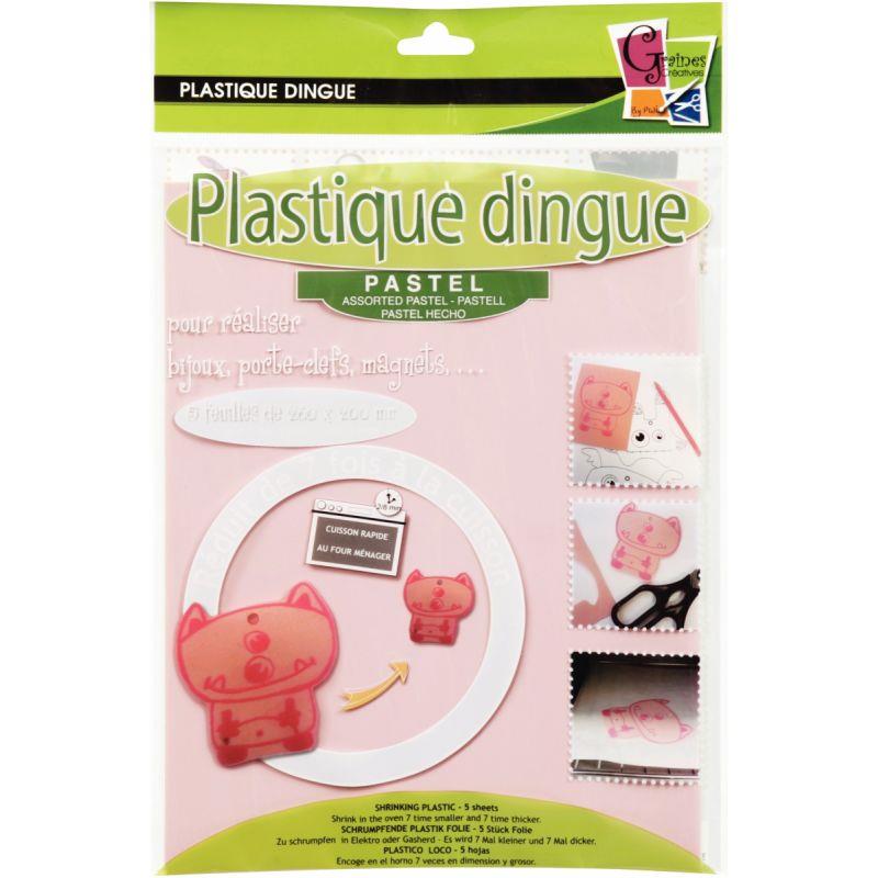 Image de  Pochette de 5 feuilles de plastique fou, coloris pastel, format L 26 x l 20 cm 