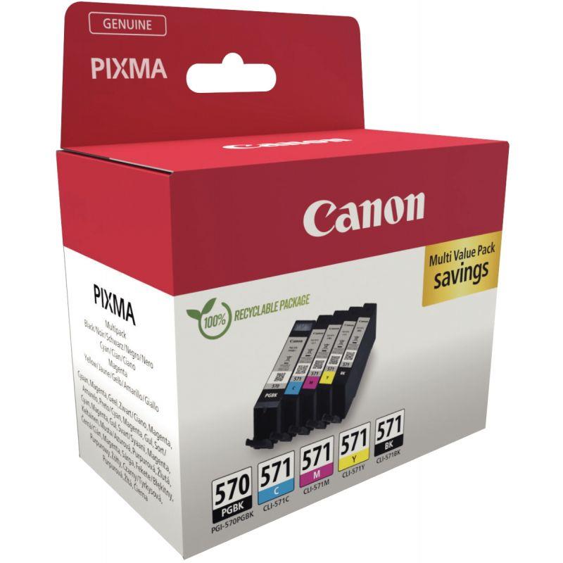 Image de  Canon 570 / 571 lot 5 cartouches encre 2 noir, cyan, magenta, jaune authentique PGI570BK / CLI571CMJ 