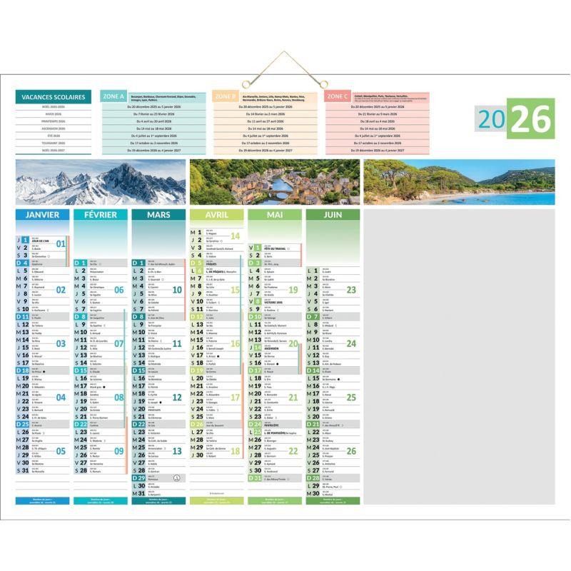 Image de  Calendrier semestriel 6 mois par face 4 saisons 43x55cm 