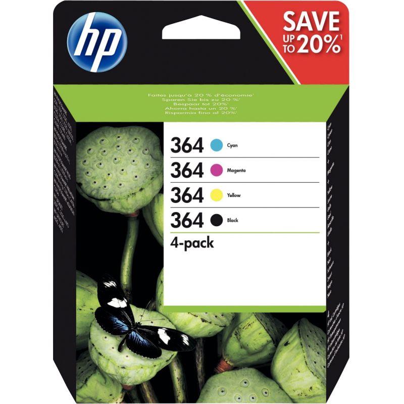 Image de  HP 364 pack de 4 cartouches d''encre cyan, magenta, jaune et noire authentiques (N9J73AE) 