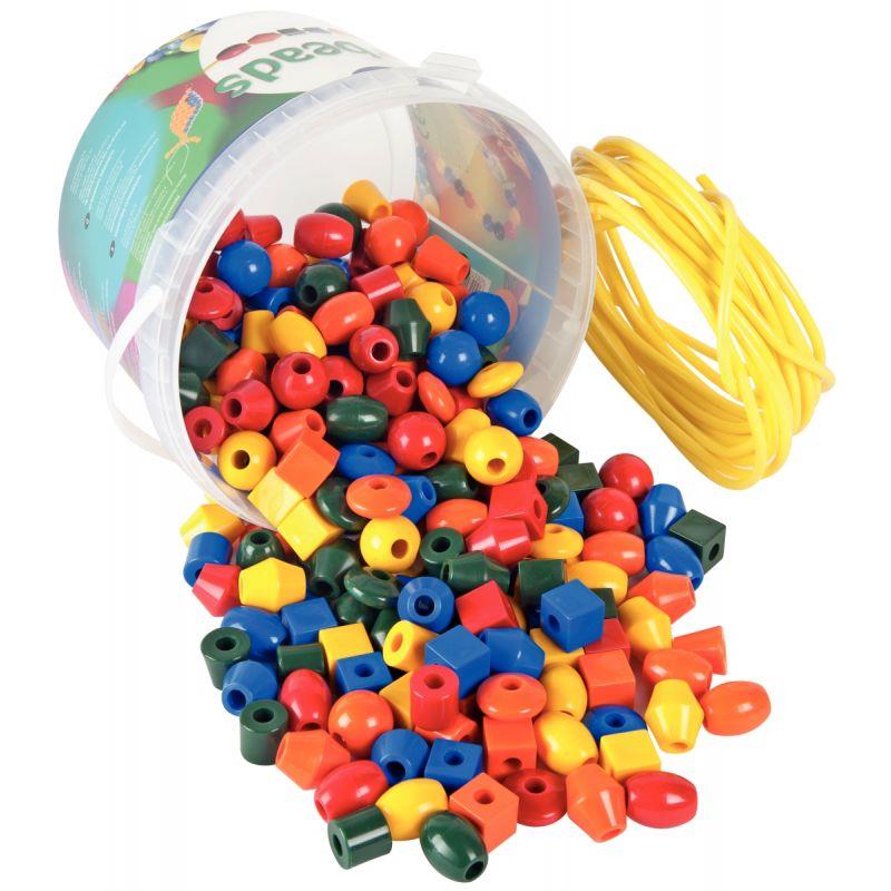 Image de  Seau de 245 perles en plastique 7 formes assorties 