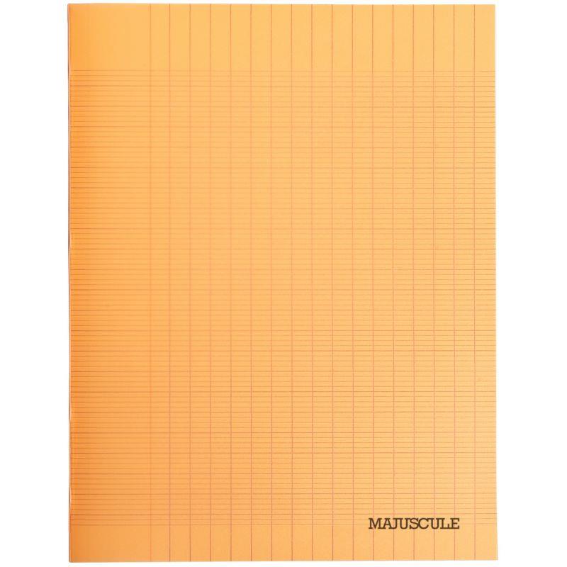 Image de  Piqûre 48 pages MAJUSCULE, format 24x32 cm, papier blanc 90g, seyès, couverture polypropylène orange 