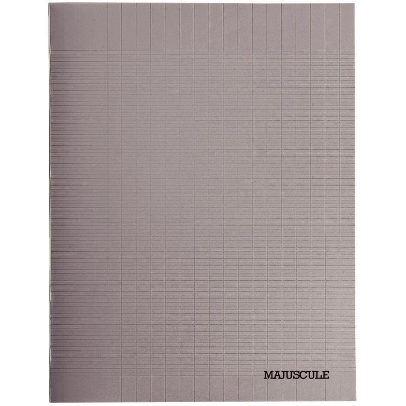 Image de  Piqûre 48 pages MAJUSCULE, format 24x32 cm, papier blanc 90g, seyès, couverture polypropylène gris 