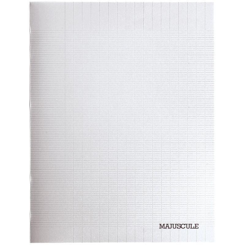 Image de  Piqûre 48 pages MAJUSCULE, format 24x32 cm, papier blanc 90g, seyès, couverture PP incolore 