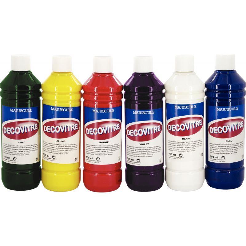 Image de  Lot de 6 flacons 500 ml de peinture DECOVITRE MAJUSCULE 