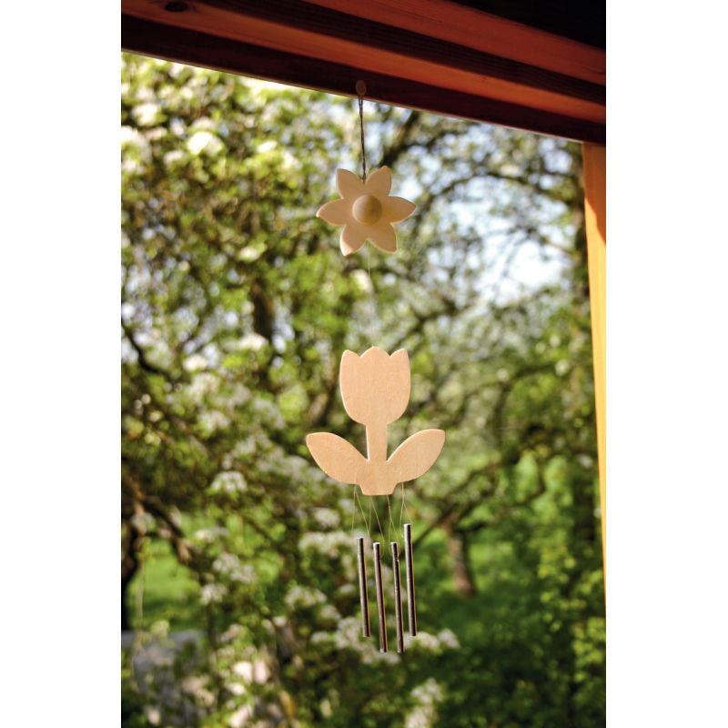 Image de  Lot de 5 carillons fleurs en bois 