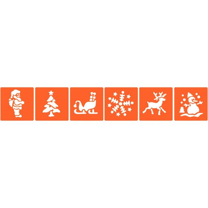 Image de  Paquet de 6 pochoirs en plastique thème Noël, lot n°1 