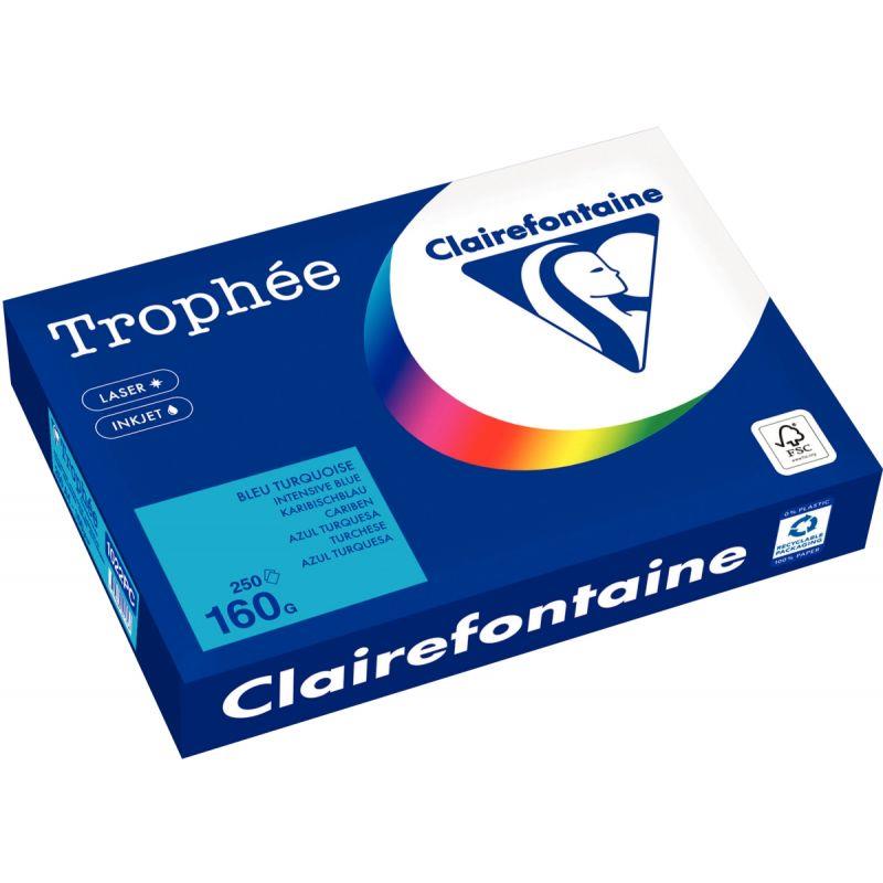 Image de  Paquet de 250 feuilles format A4 160g bleu turquoise CLAIREFONTAINE 