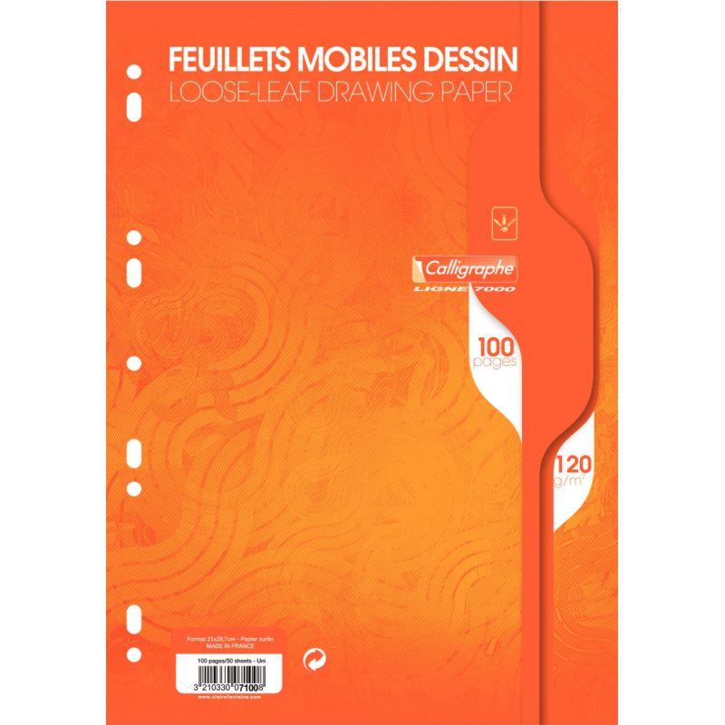 Image de  Sachet de 50 feuillets mobiles dessin, format A4, uni, papier 120g, blanc 