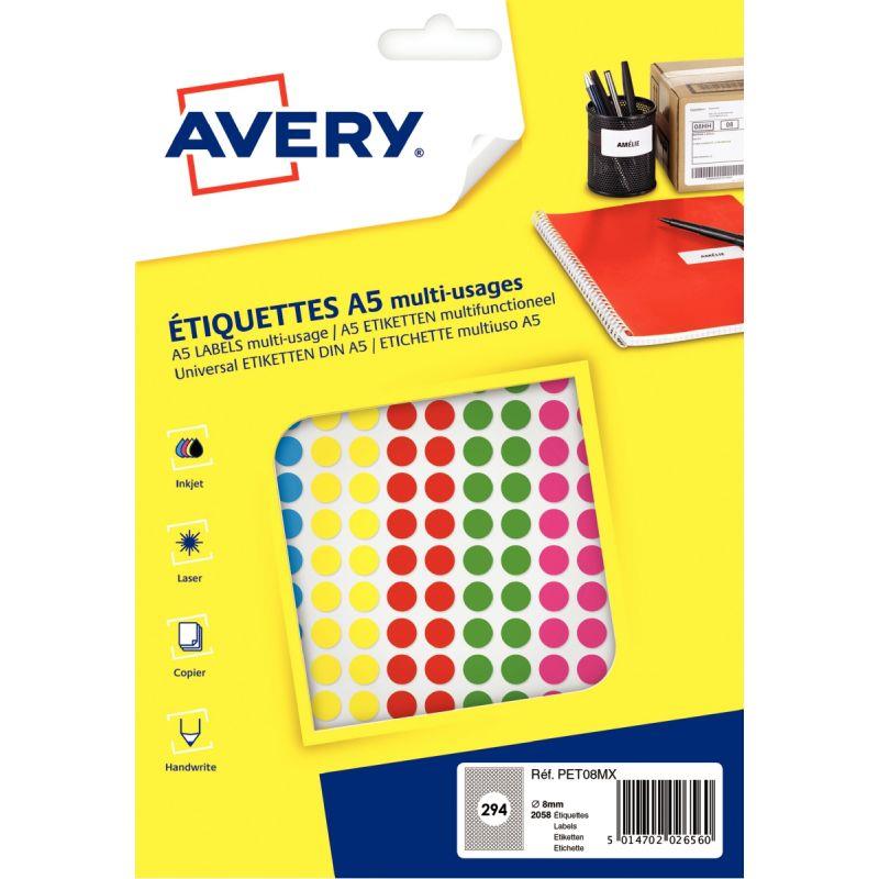 Image de  Etui de 2 058 disques adhésifs 8mm assortis 