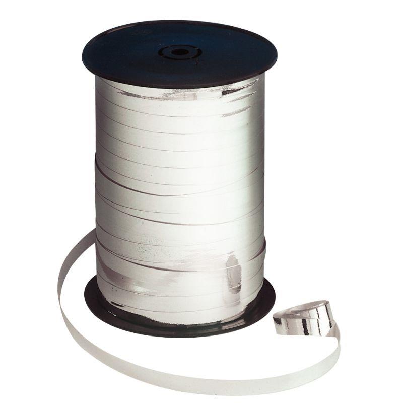 Image de  Bobine de 250m de longueur sur 7 mm de largeur de bolduc lisse coloris argent métallisé 