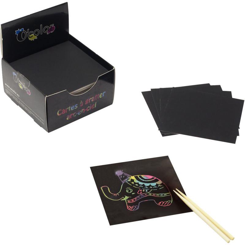 Image de  Bloc de 150 mini cartes à gratter arc-en-ciel 