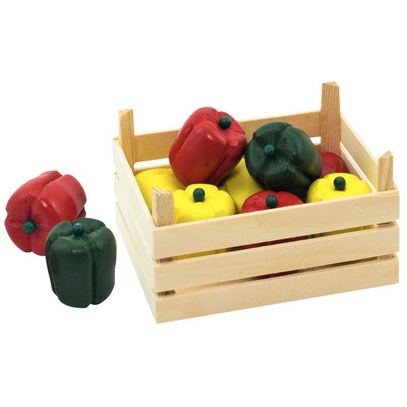 Image de  Cagette de 10 poivrons en bois 