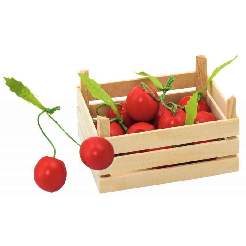 Image de  Cagette de 12 cerises en bois 