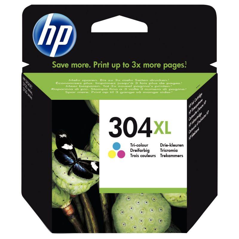 Image de  HP 304XL cartouche d''encre trois couleurs grande capacité authentique (N9K07AE) 