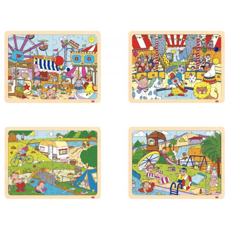 Image de  Lot de 4 puzzles à cadre en bois 24 pièces, les loisirs 