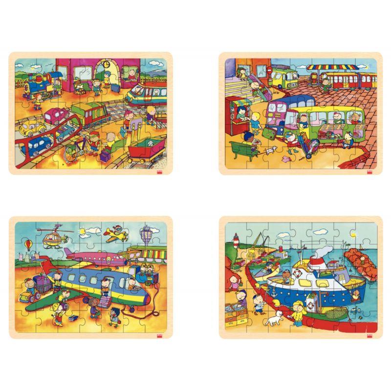 Image de  Lot de 4 puzzles à cadre en bois 35 pièces, les transports 