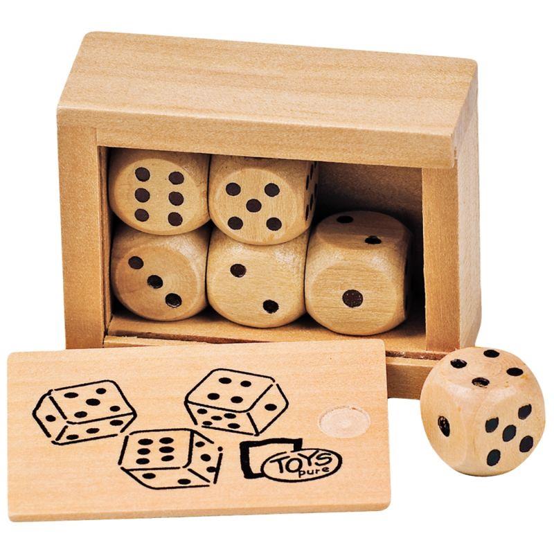 Image de  Mini coffret de 6 dés en bois 