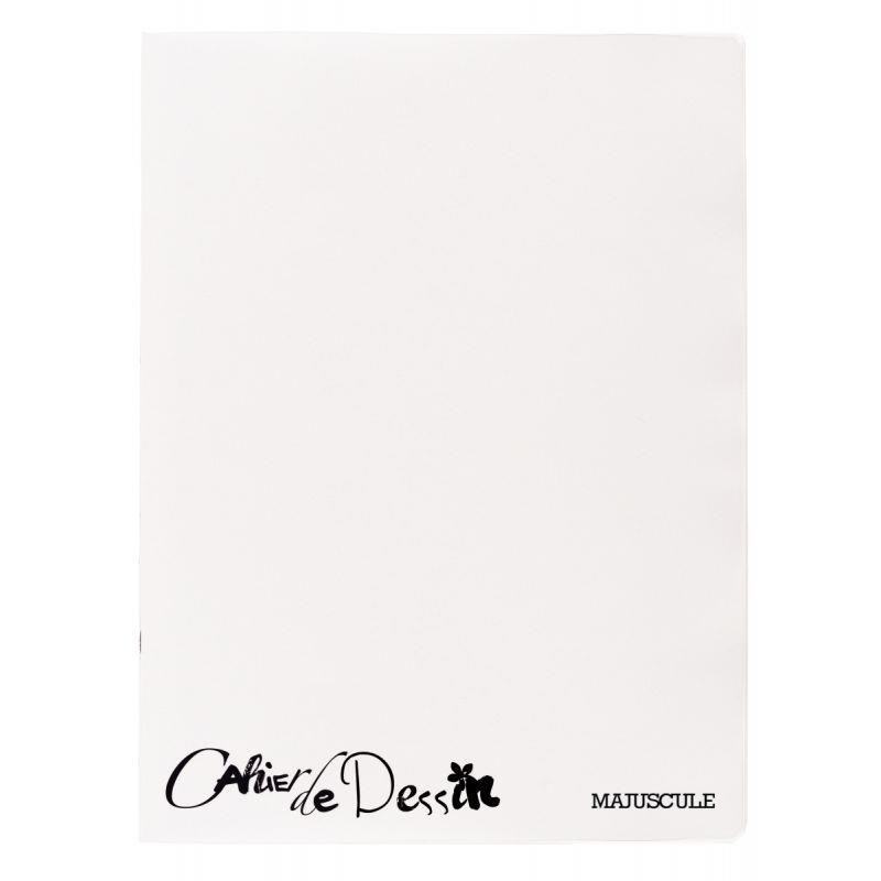 Image de  Cahier de dessin MAJUSCULE, piqûre 96 pages, format 24x32 cm, uni 120g, couverture PP incolore 
