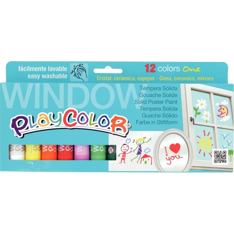 Image de  Boite de 12 sticks de gouache à vitres PLAYCOLOR, couleurs assorties 