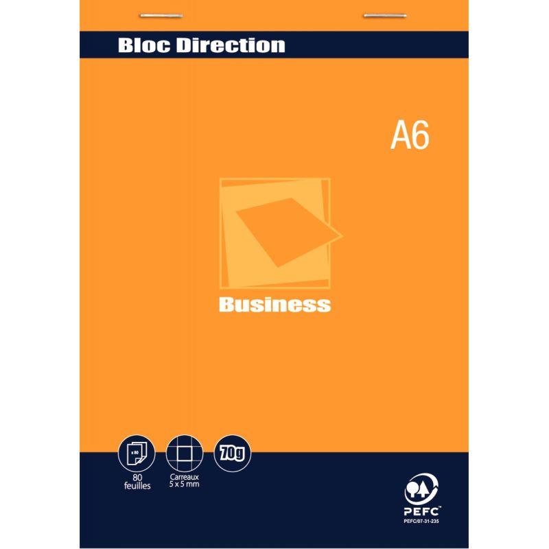 Image de  Bloc direction 80 feuilles BUSINESS, format A6, quadrillé 5x5, papier 70g 