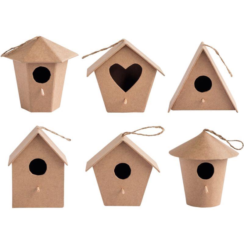 Image de  Lot de 6 nichoirs à oiseaux en carton, modèles assortis 