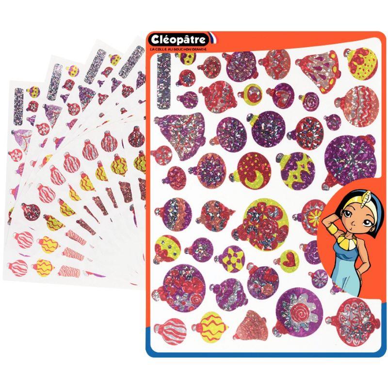 Image de  Pochette de 376 gommettes boules de Noël holographique 