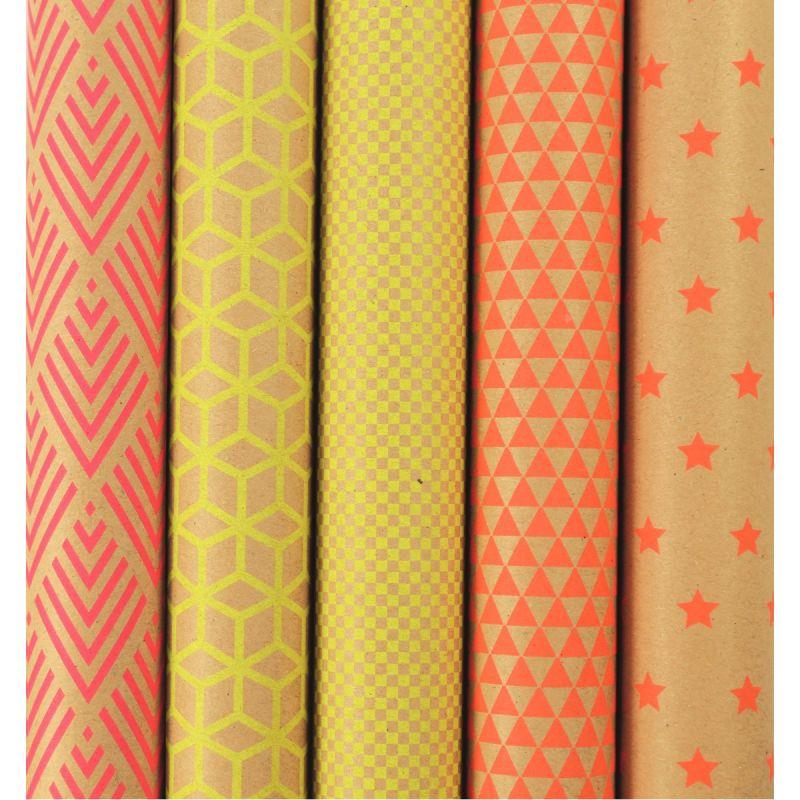 Image de  Paquet de 10 rouleaux de papiers kraft 70g 2x0,70m motifs géométriques 