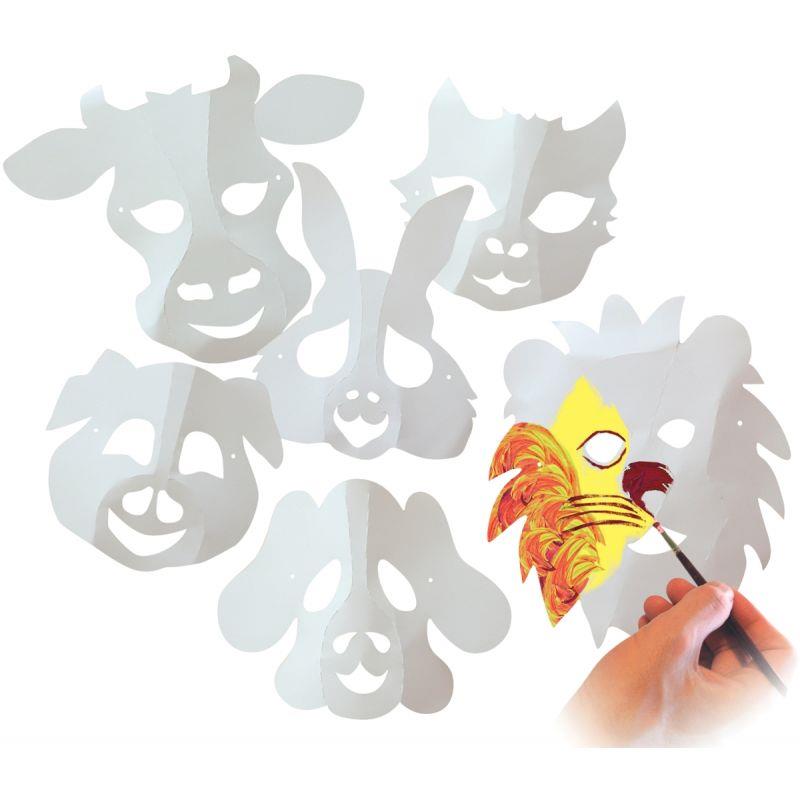 Image de  Lot de 30 maxi masques en carton thème animaux 