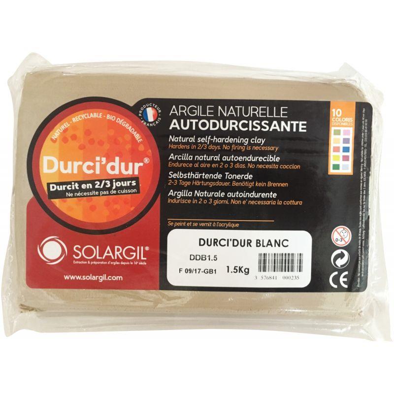 Image de  Pain de 1,5 kg argile naturelle à modeler durci dur coloris blanc 