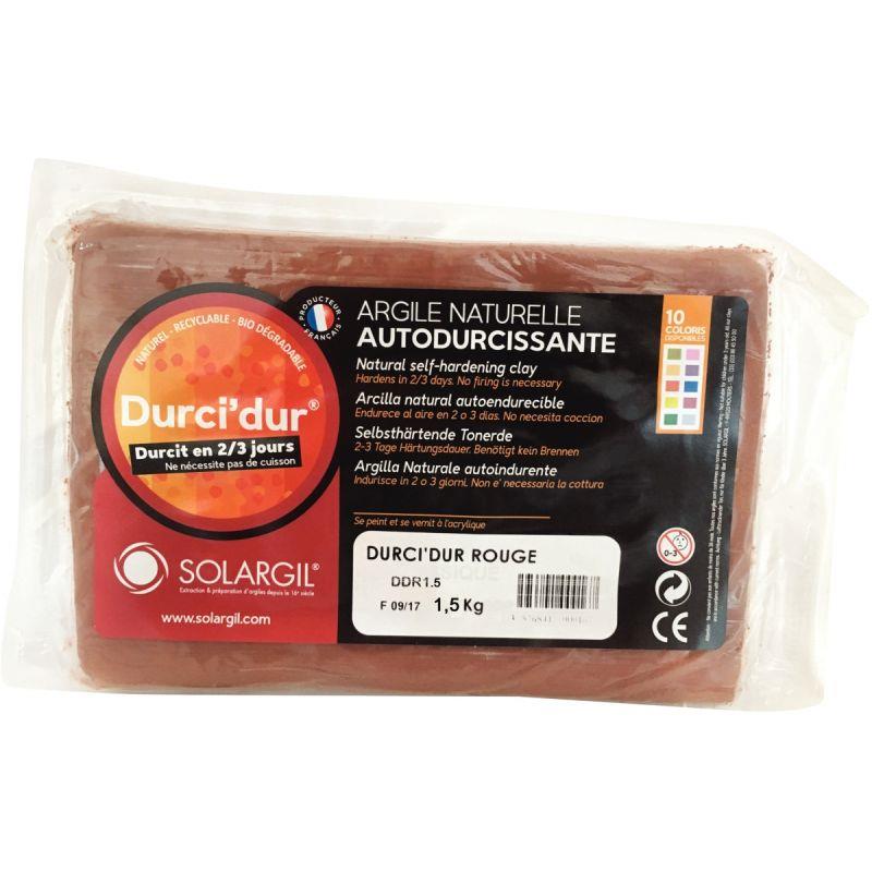 Image de  Pain de 1,5 kg argile naturelle à modeler durci dur coloris rouge 