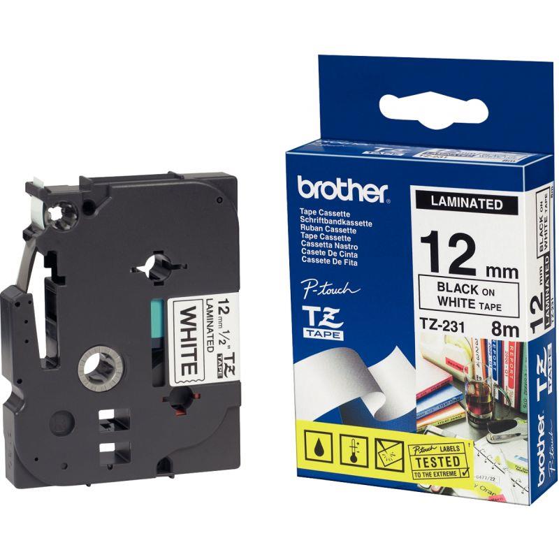 Image de  Recharge de ruban BROTHER TZE   noir et blanc 12 mm 