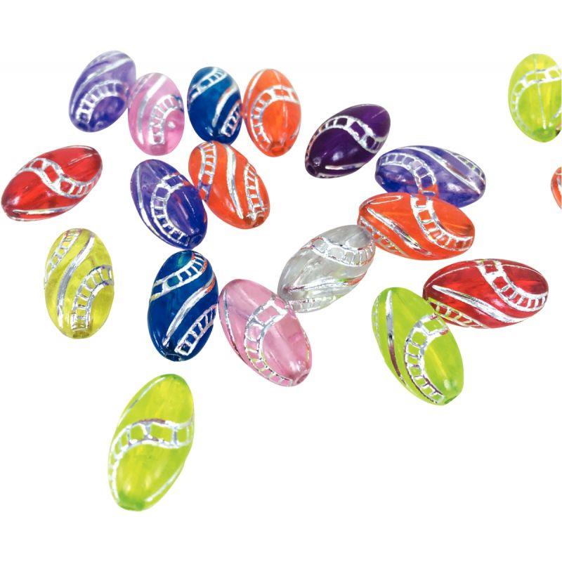 Image de  Sac 700 perles olives translucides assorties avec décor argenté 
