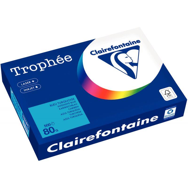Image de  Ramette de 500 feuilles format A4 80g bleu turquoise CLAIREFONTAINE 