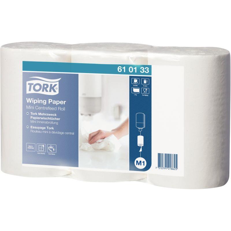 Image de  Lot de 3 mini-bobines essuie-tout M1 1 pli blanches 
