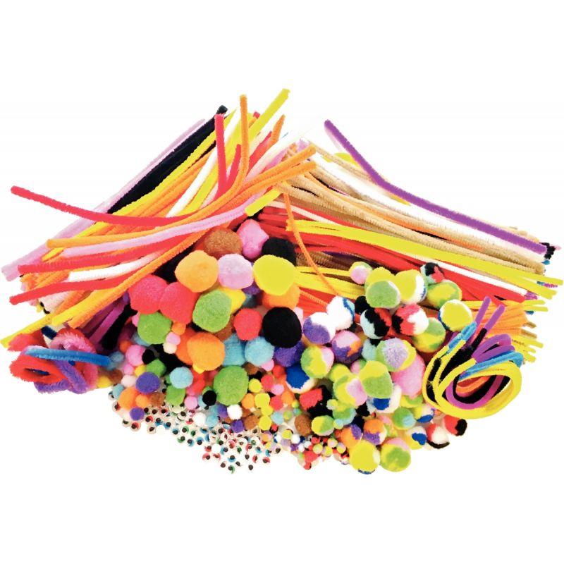 Image de  Pack économique chenilles, pompons et yeux mobiles coloris assortis 