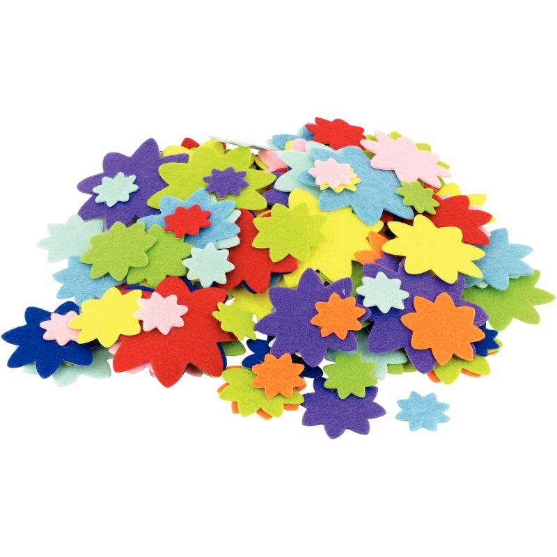 Image de  Sachet de 150 fleurs en feutrine adhésives 