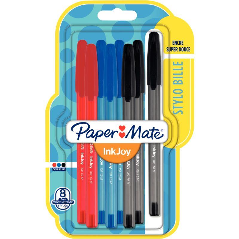 Image de  Blister de 8 stylos Inkjoy 100 pointe moyenne standard assortis 