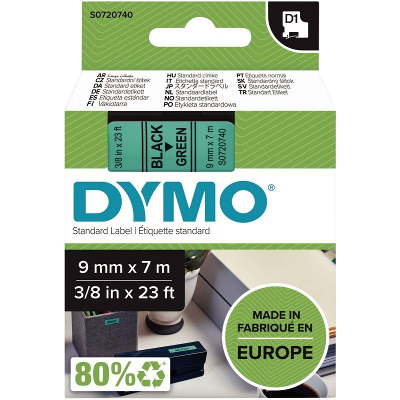 Image de  Recharge DYMO D1 9 mm x 7 m noir et vert 