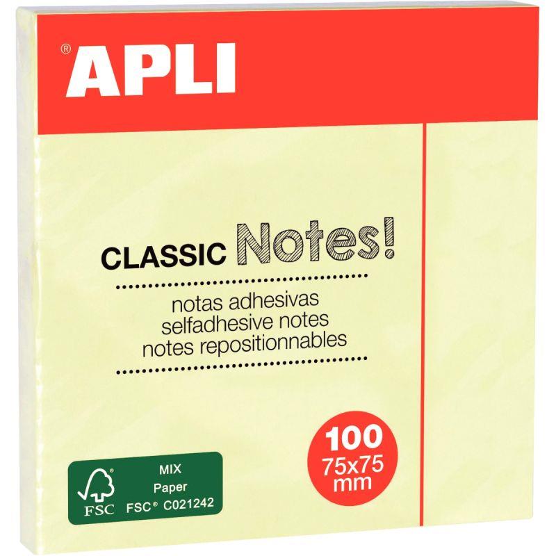Image de  Bloc de 100 feuilles notes adhésives repositionnables, 75 x 75 mm, coloris jaune 