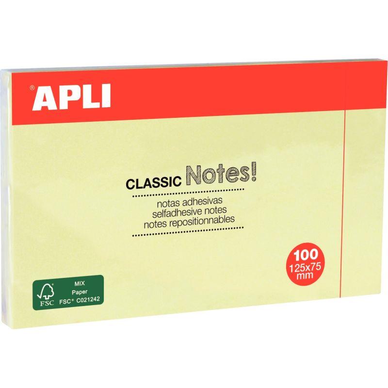 Image de  Bloc de 100 feuilles notes adhésif repositionnable, 125 x 75 mm, coloris jaune 
