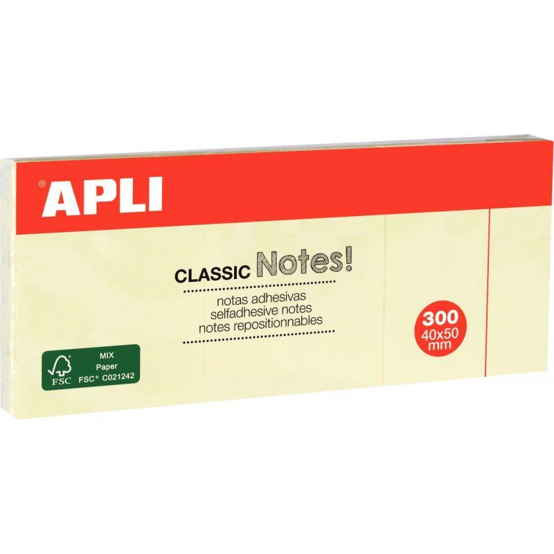 Image de  Lot de 3 blocs de 100 feuilles notes adhésif repositionnable, 50 x 40 mm, coloris  jaune 