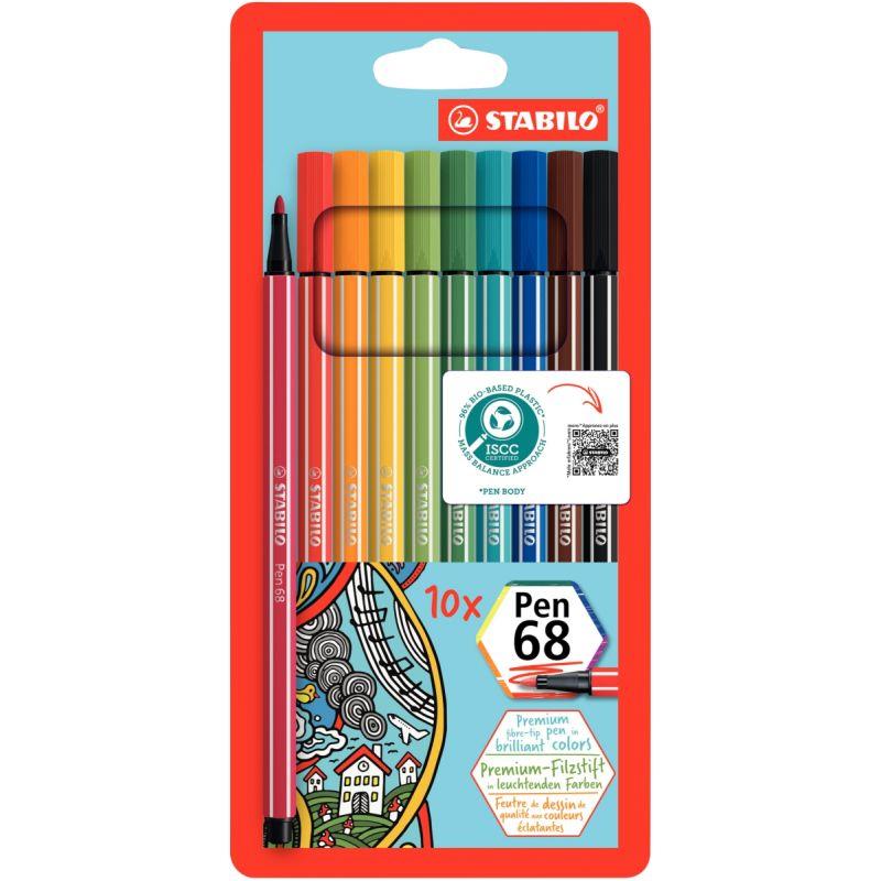 Image de  Étui de 10 feutres Pen 68 assortis 