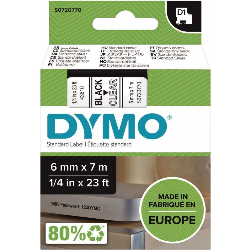 Image de  Recharge DYMO D1 6 mm x 7 m noir et transparent 