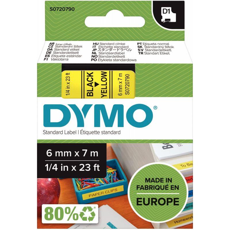 Image de  Recharge DYMO D1 6 mm x 7 m noir et jaune 