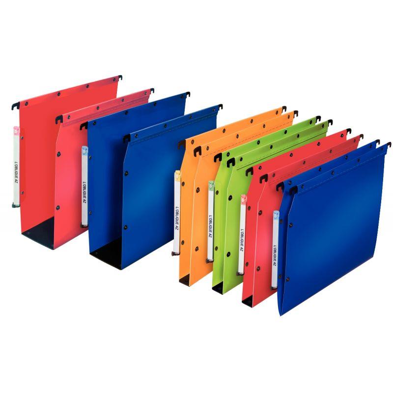 Image de  Paquet de 10 dossiers suspendus pour armoires, en polypropylène, dos 15 mm, bleu 