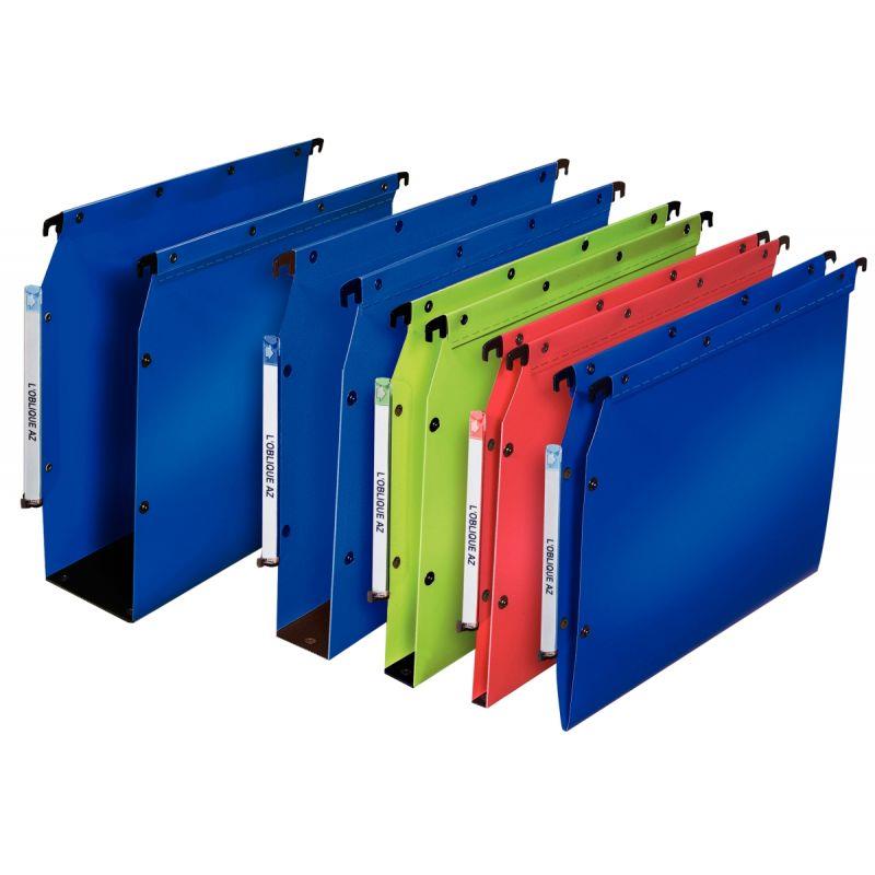 Image de  Paquet de 10 dossiers suspendus en polypropylène opaque 5/10ème pour armoire, dos 30 mm, rouge 